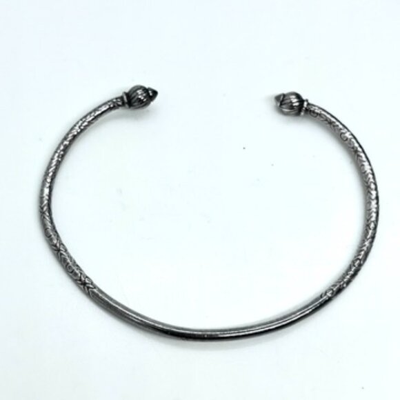 STERLING SILVER CUFF Bracelet Engraved Floral Open Bangle Artisan Torque AJ 925 - Picture 11 of 15